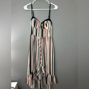 Striped Black and Cream Women’s Midi Dress